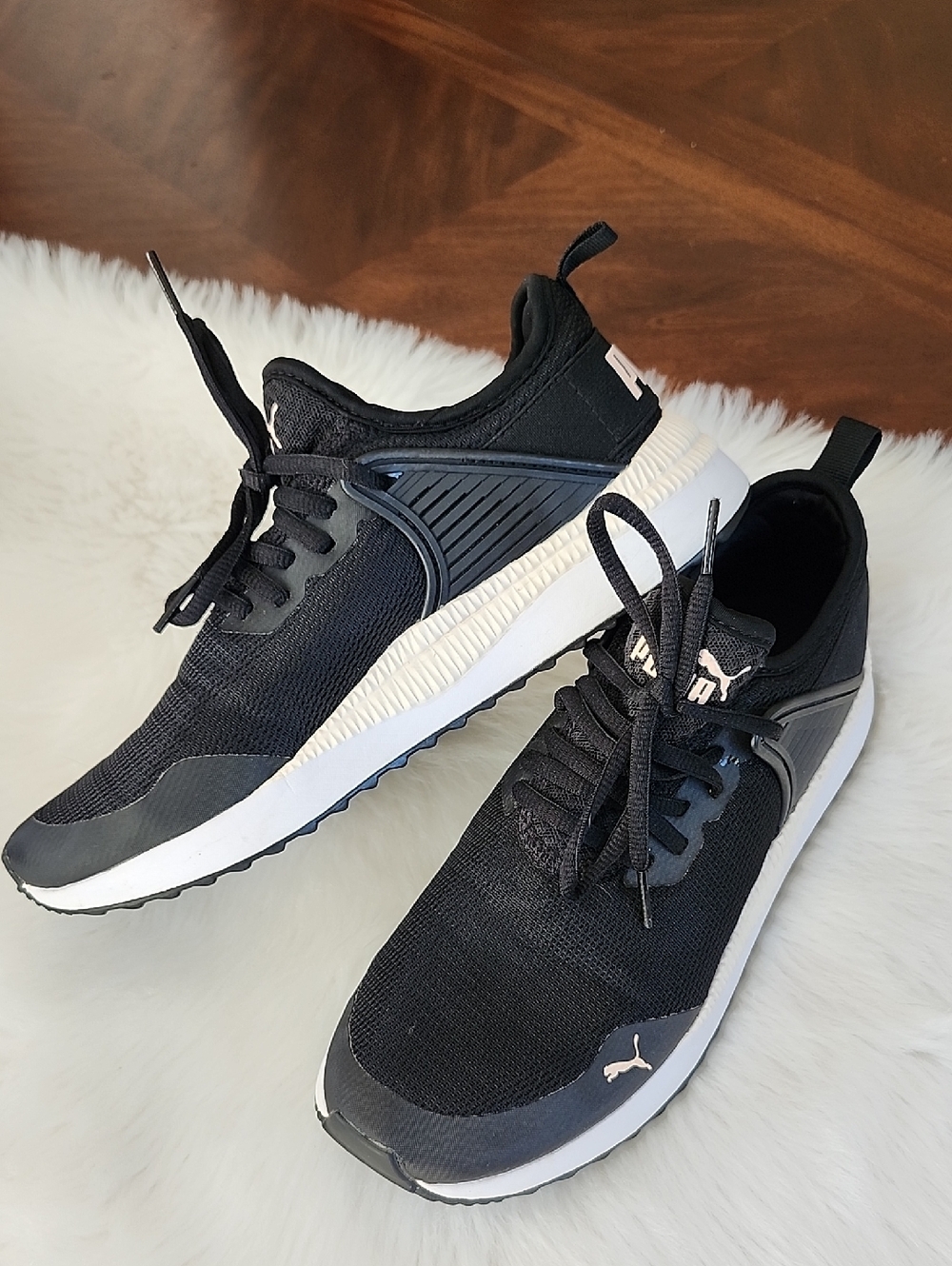 Puma Black Pink White Running Sneakers, 8